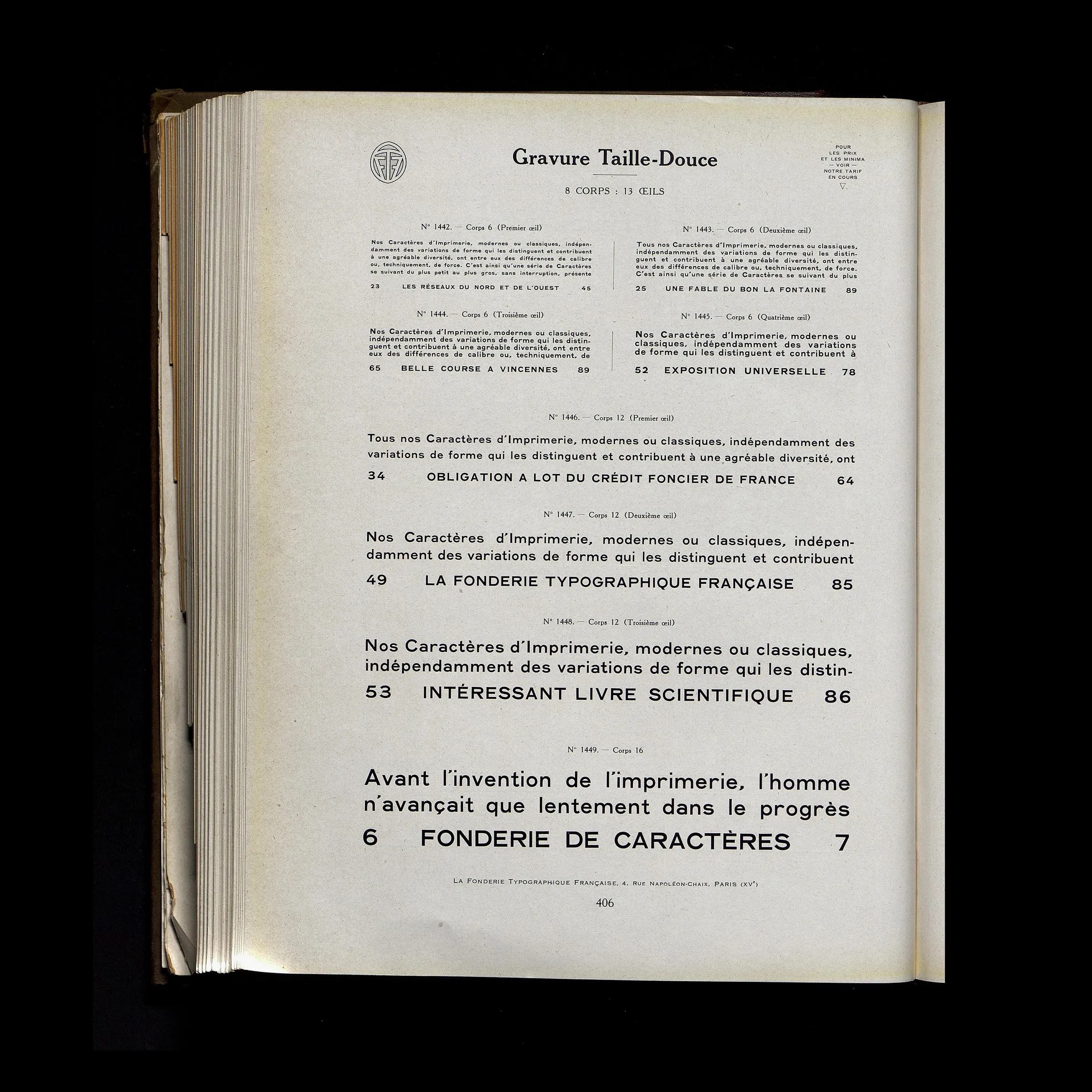 La FonderieTypographique Française : Catalogue général : groupement des fonderies Henri Chaix et cie, E. Marcou, J. Saling, P. A. Durey, Huart frères  — 1928
